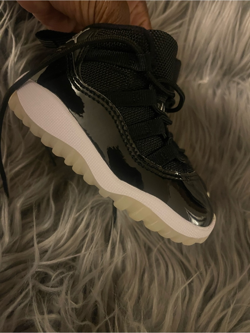 Jordan Kids Black Patent and White Sole Sneakers